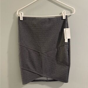 Joe B Cross Front Charcoal Ribbed Pencil Skirt